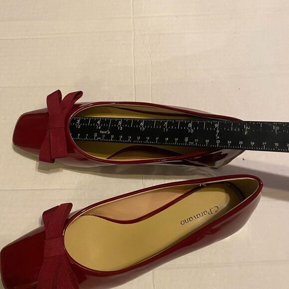 C.PARAVANO Women’s Red Block Heels Size EU 39 US 8 Square Toe Patent Leather New - Picture 9 of 12